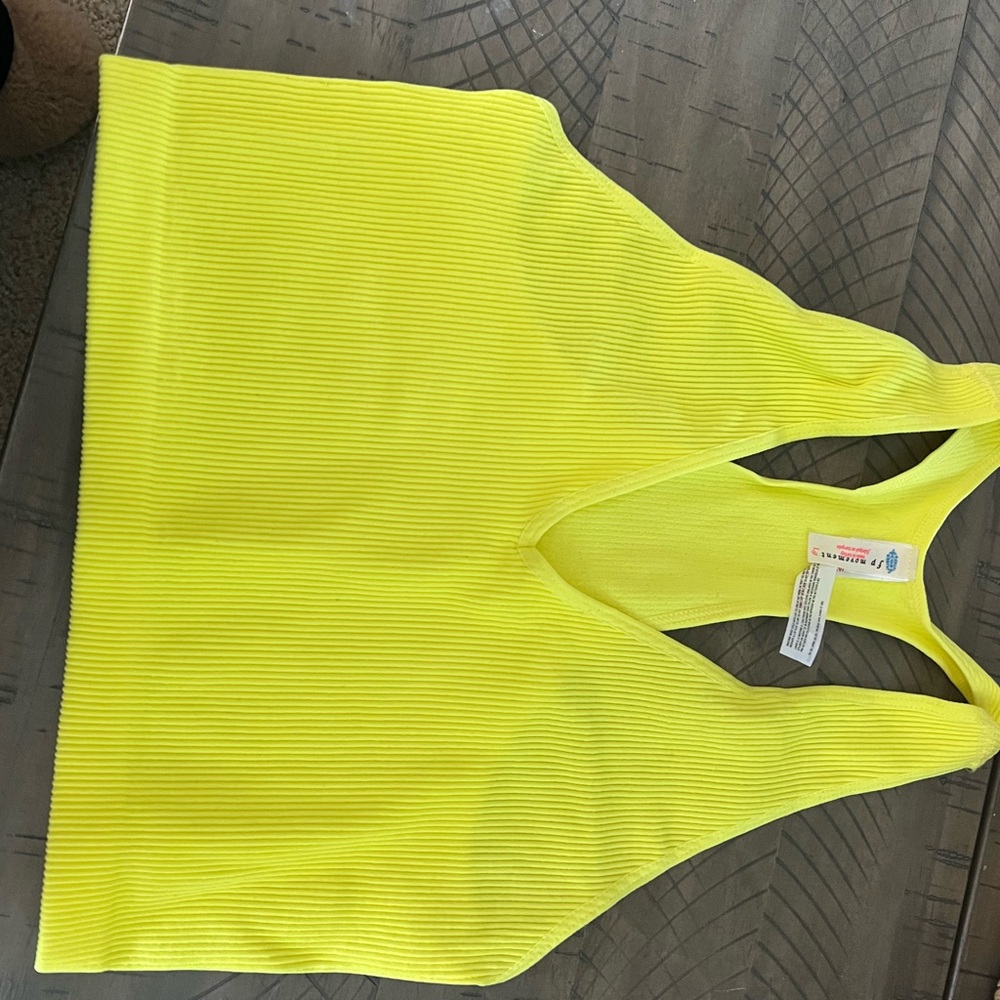 Free People Neon Yellow Ribbed Racerback Crop Top